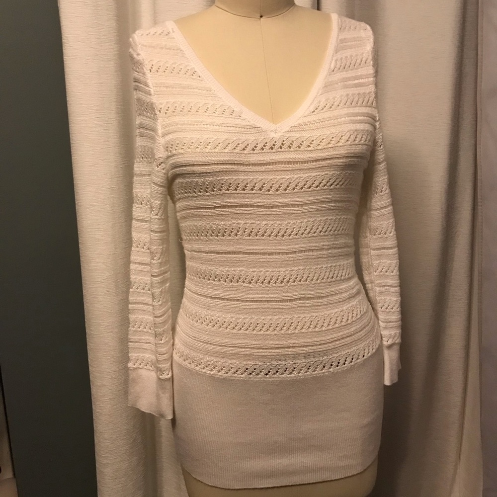 White House Black Market White Sweater M